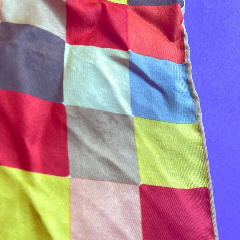 Schiaparelli Vintage Color Block Square Silk Scarf - Picture 7 of 8
